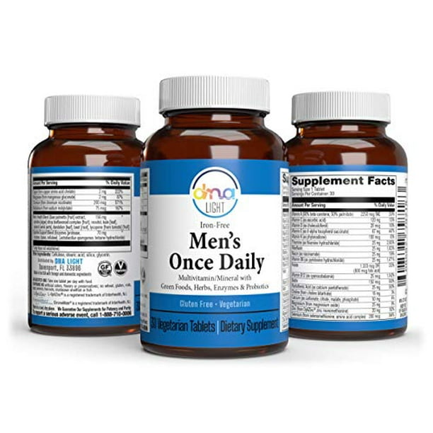 DNA Light Men?s Once Daily Multivitamins, Minerals Supplement + Whole Food, Enzymes, Probiotics with Vitamin C, D, & Zinc - Immune Health, Best for ...