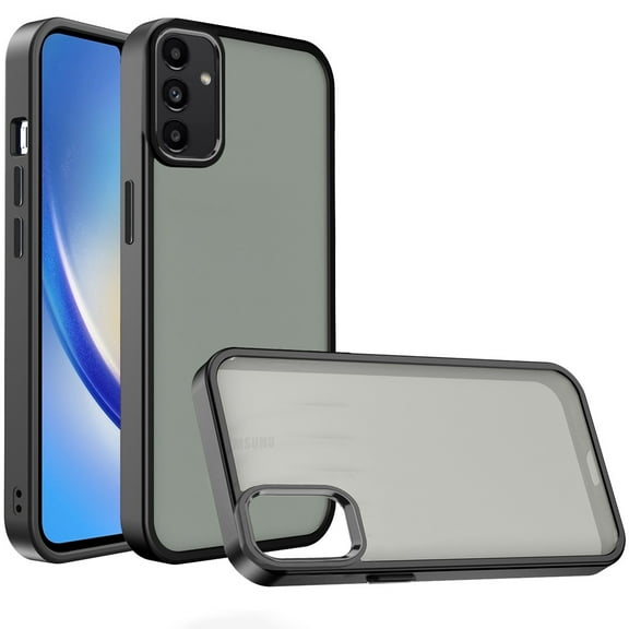 For Samsung A15 5G Polished Oil Thick Acrylic Metal Button Hybrid Case Cover - Black