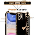 thumbnail image 5 of for iPhone 11 Case Cute Love-Heart Plating Wristband Phone Cover for Women Girls Bling Soft Silicone Camera Lens Protection Bumper Shockproof Wrist Phone Case for iPhone 11 (6.1'') - Black, 5 of 14