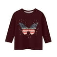 thumbnail image 3 of MIXUE Juniors Girls Tops & T-Shirts Summer Independence Day Butterfly Print Crew Neck 3/4 Sleeve Casual T-shirts Sportwear,Red,10-11 Years, 3 of 3