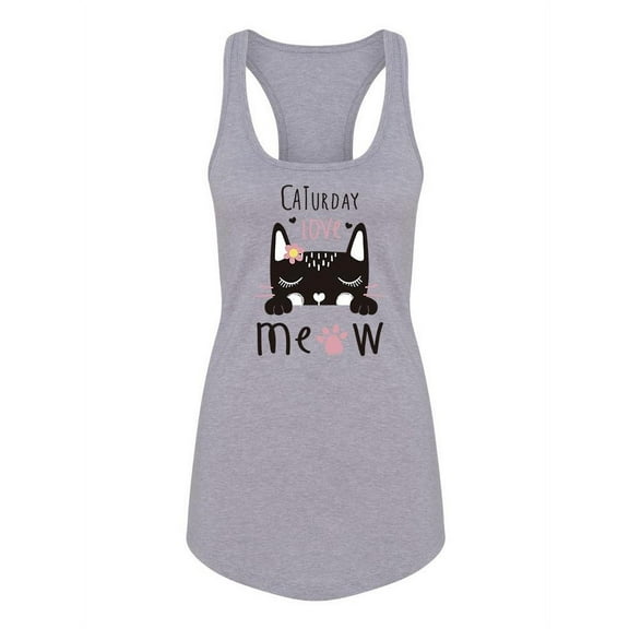 Caturday Love Meow Racerback Tank Women -Image by Shutterstock, Female x-Small