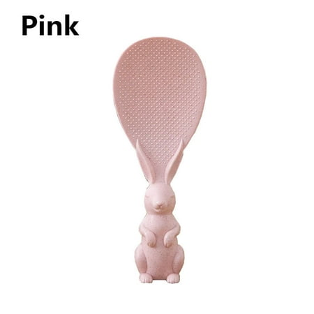 

Hot Rice Shovel Rice Scoop Creative Cute Rabbit Standing Rice Spoon Non-Stick Wheat Straw Rice Spoon PINK