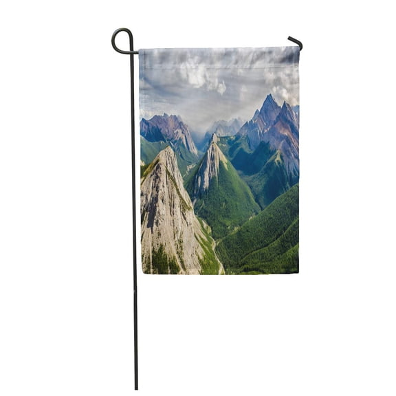 SIDONKU Blue Mountain Range Landscape View in Jasper Np Rocky Garden Flag Decorative Flag House Banner 12x18 inch