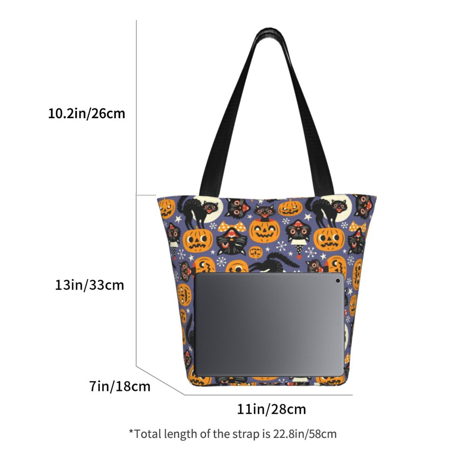 Ratiio Spooky Cats And Halloween Pumpkins Print Shoulder Bag for Women, Polyester Crossbody Purse Lightweight Handbag for Daily Travel and Casual Use