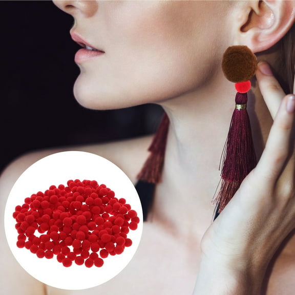FELTECHELECTR 250pcs Fluffy Pom Poms Red for Crafts Handmade Projects Artists