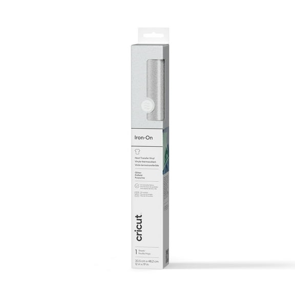 Cricut Glitter Iron-On, White, 12 x19, Roll