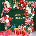 thumbnail image 1 of Kit Arche Guirlande de Ballons de Noël, Ballons Verts Rouges Blancs Dorés avec Ballons en Forme de Canne de Noël Motif Père Noël Explosion Étoile Ballons en Aluminium, 1 of 5