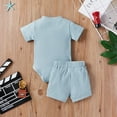 thumbnail image 3 of Diconna 2Pcs Unisex Baby Summer Outfits, Ribbed Romper + Elastic Waist Shorts, 3 of 7