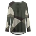 thumbnail image 4 of Long Sleeve Shirts for Women Dressy Casual Crew Neck Hem Flowy Tops Color Block Geometry Printed Oversized Loose Tunic Shirts Graphic Tees for Spring Fall #B06-Orange S, 4 of 5