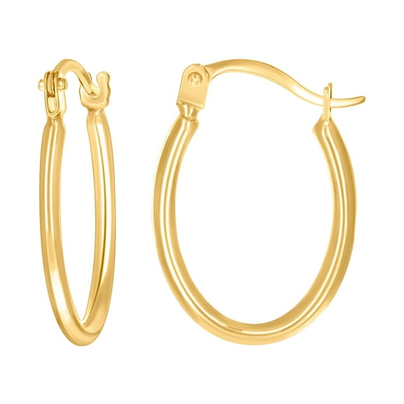 14k Yellow Gold Womens Oval Round Tube Hoop Earrings 17.7x12.4mm Wide Hoop Earring for Women