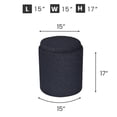 thumbnail image 4 of Aria Home Boucle Storage Ottoman Tufted Seating Accent 17" Round, Black, 4 of 11