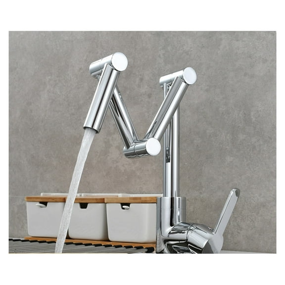 Brass Pot Filler Faucet Deck Mounted Three-Section Extension Folding Kitchen Faucet Triple Joint Swing Arm For Hot And Cold ,Easy to Use