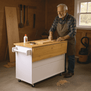 Homy Casa 56 Rolling Garage Storage Cabinet with Drawers, Doors & Wood Top, Mobile Tool Organizer Workbench