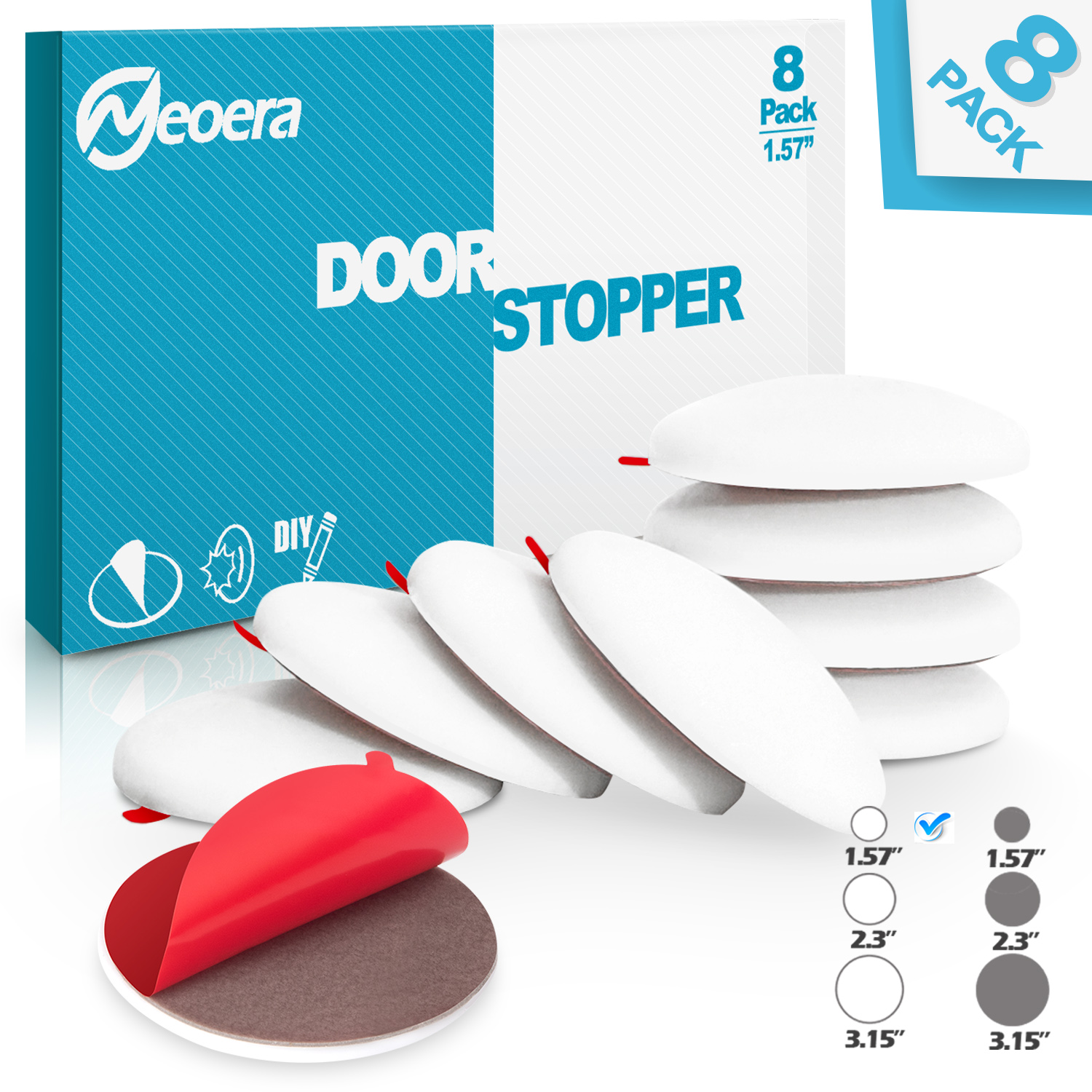 Neoera Door Stopper Wall Protector (8Pack) 1.57" Rubber Door Handle