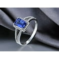 thumbnail image 4 of 1.50 Carat Blue Sapphire and Diamond Halo Engagement Ring for Women in White Gold, 4 of 4