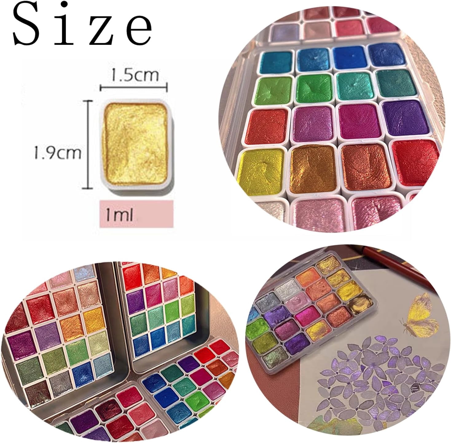 Caedrea Kolor-Ful - Powder Mineral Pearl Pigment Art Watercolor, Forestry Color Shifting Watercolor Paint, 20/24 Colors Shimmer Metallic Colourful Paints Set with Pen for Beginner
