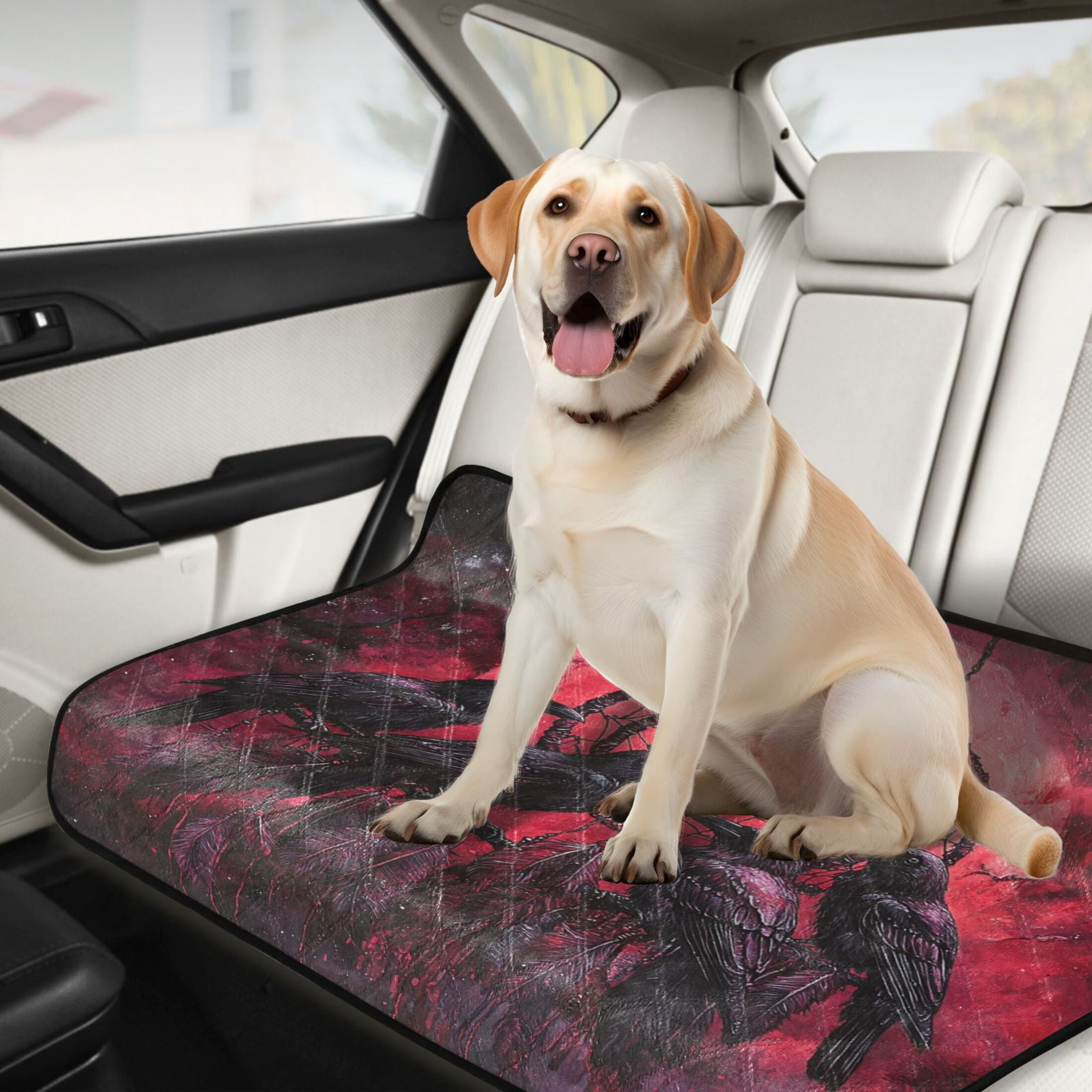 Qxltty Red Moon Crow Cat litter Pads Pet Set of 2 Diaper Mats Center Anti-leakage Layer Absorbent Soft and Comfortable