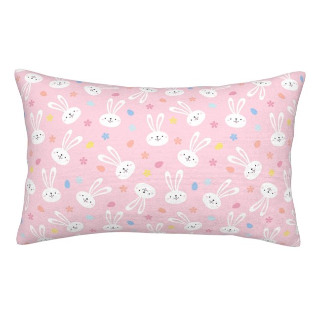 Fotbe Easter Cute Rabbit Funda de Almohada Decorativa Estilo Occidental, Lujo en Algodón, Fundas para Almohadas King, Cojín Estampado para Decoración del Hogar-16"x24"