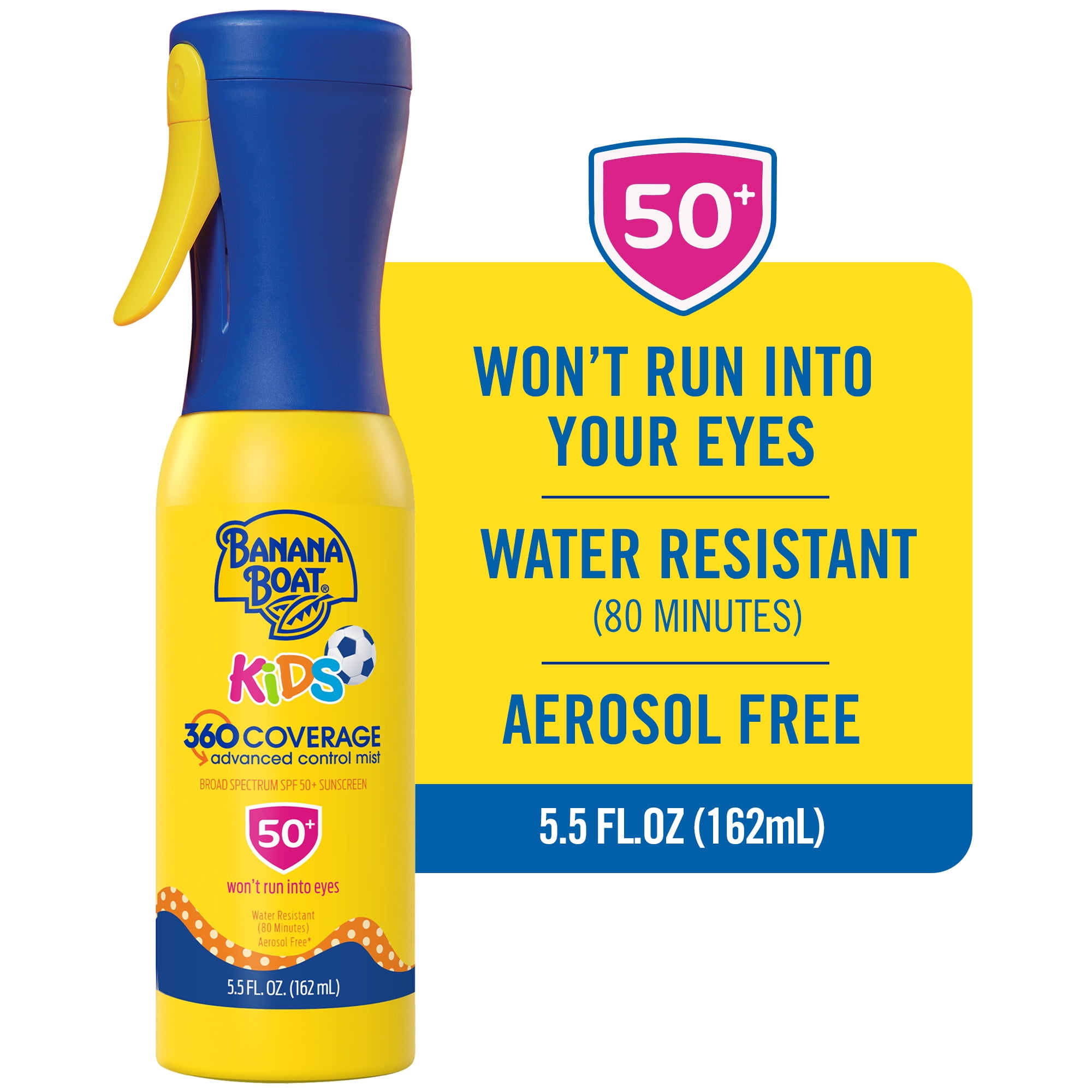 (2 pack) Banana Boat Kids 360 Coverage SPF 50 Sunscreen Mist, Refillable Kids Sunscreen Spray, 5.5 fl oz