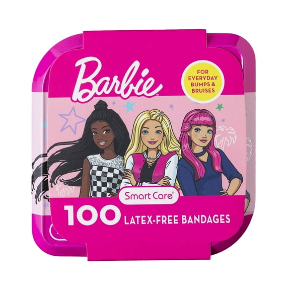 Smart Care Latex-Free Barbie Bandages Variety Pack Assorted Sizes, 100 Count, Multi-Color