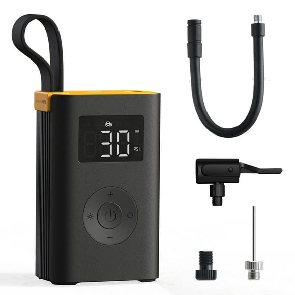 HOTO Air Pump ADV, 150 PSI Portable Tire Inflator & Air Compressor Tool with Digital Pressure Gauge, SOS emergency light, Fits for Car, Motorcycle, Bike, and Ball