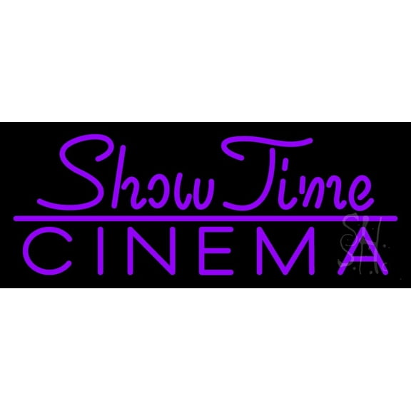 Showtime Cinema LED Neon Sign 10" Tall x 24" Wide - inches Black Square Cut Acrylic Backing, with Dimmer - Premium built indoor Sign for Cinema.