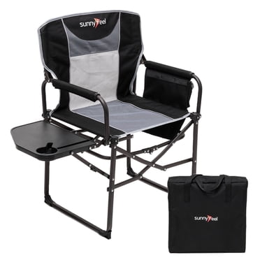 Sunnyfeel Camping Directors Chair, Heavy Duty,Oversized Portable Folding Chair with Side Table, Pocket for Beach, Fishing,Trip,Picnic,Lawn,Concert Outdoor Foldable Camp Chairs