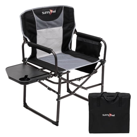 Sunnyfeel Camping Directors Chair, Heavy Duty,Oversized Portable Folding Chair with Side Table, Pocket for Beach, Fishing,Trip,Picnic,Lawn,Concert Outdoor Foldable Camp Chairs