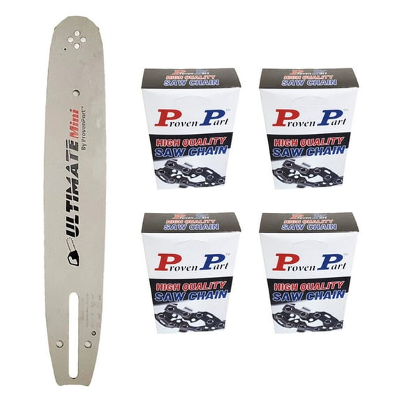 12" Chainsaw Bar And 4 Pack Semi Chisel Chain Combo 3/8" LP .050" 45DL