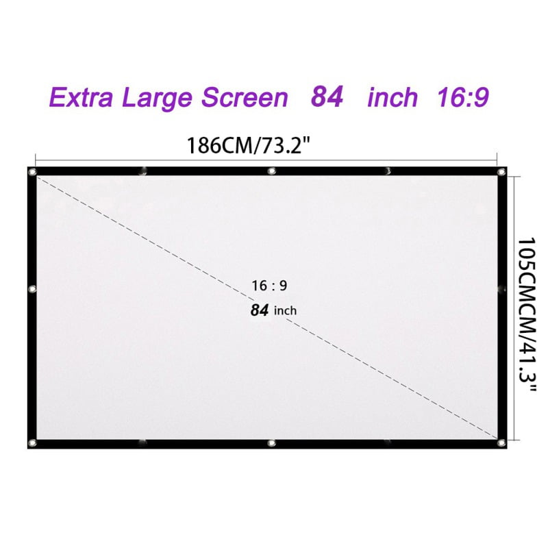Uyownee Soft Projector Screens 100 inch Thicker Milk Fiber Material 16:9 HD Anti Crease Portable Projection Movie Screen Foldable for Home Theater Indoor Outdoor Video Projection Screen white 