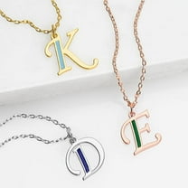 Personalized Planet Women's Enamel Script Initial Necklace