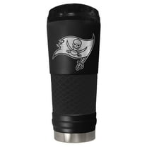 Tampa Bay Bucs 24 ounce vacuum insulated stainless steel tumbler in black powder coat and laser etched team logo