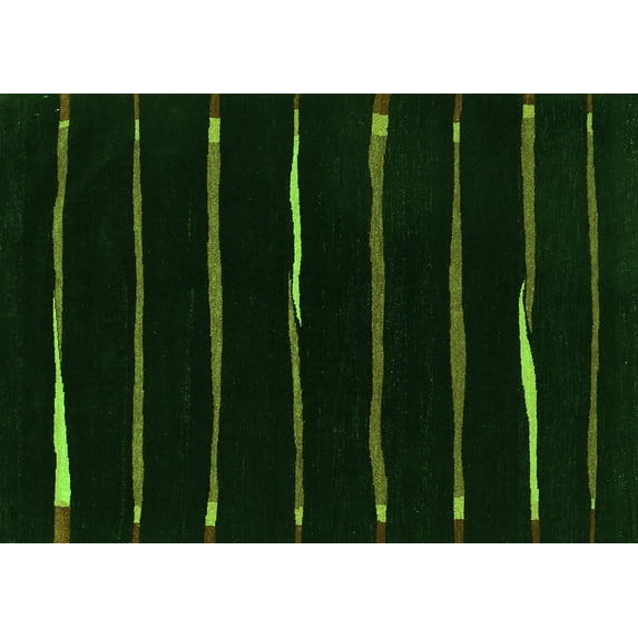 Ahgly Company Indoor Rectangle Abstract Green Contemporary Area Rugs, 2' x 4'