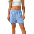 thumbnail image 2 of Girls Active Shorts Elastic Waistband Plain Shorts (Blue 7-8Years), 2 of 9