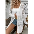 thumbnail image 6 of Women's White Crochet Hollow Out Open Front Cardigan - [ZhiHiMeRi] | (US 12-14)L, 6 of 8