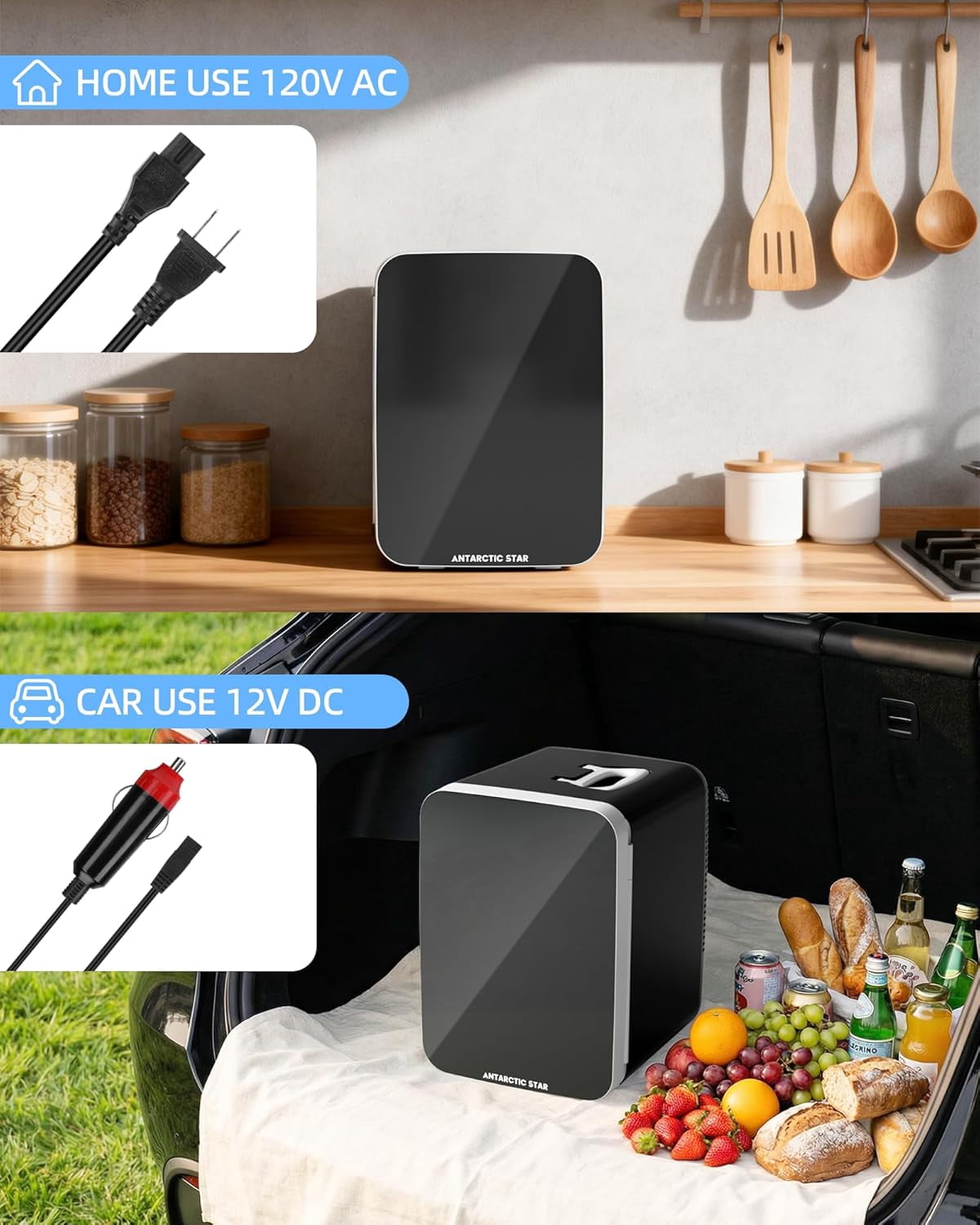 Compact  Fridge, Portable Small Refrigerator with  Power, 10 Liter Cooler for Beverage, Food, Skincare, Bedroom, Office and Car, Black