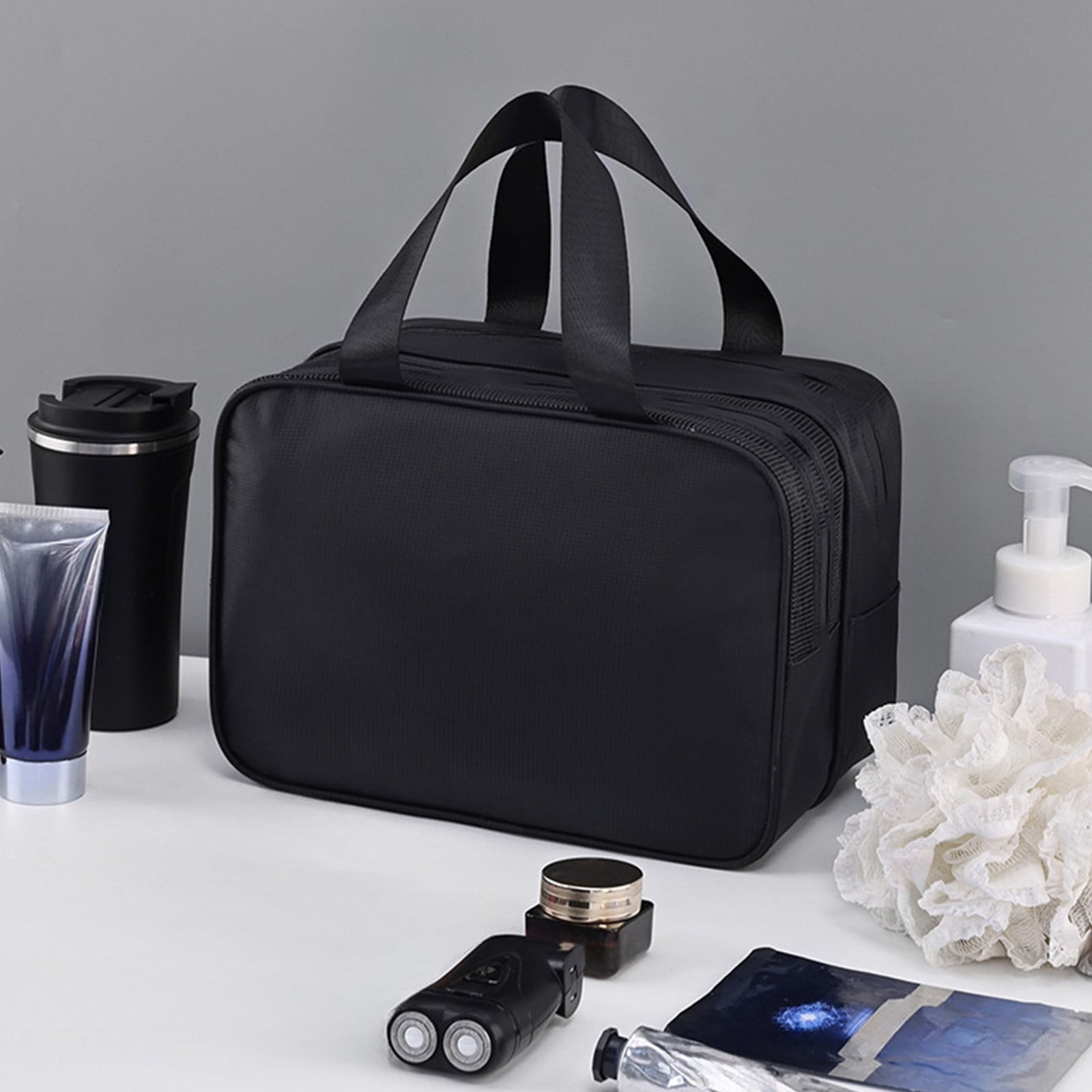 Trousse de toilette de voyage en cuir PU imperméable de luxe pour hommes - Organiseur de grande