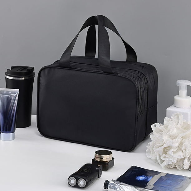 Neceser de viaje para hombre, impermeable, de doble capa, de gran capacidad, organizador de maquillaje y cosméticos con correa de mano | Neceser de viaje para gimnasio, baño y almacenamiento de viaje
