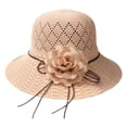 thumbnail image 2 of HuangHuanChen Sun Hat for Women Summer Straw Beach Hats Floppy Crochet Hat UV Protection Travel Bucket Hat Foldable Packable Sunshade Hat Fisherman Hat Beach Vacation Hat Light Pink One Size, 2 of 3