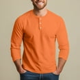 thumbnail image 6 of Inglocry Men's Henley Shirts Long Sleeve Basic Pullover Shirt Lightweight Button Down Shirts For Men Orange M, 6 of 7