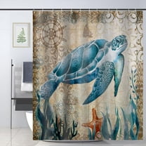 Funny Blue Ocean Creature Shower Curtains Sets Waterproof Bath Curtains for Bathroom Beach Theme Decor 72" x 72" with 14 Hooks