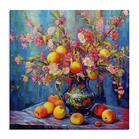 Stupell Industries Peach & Florals Bouquet Plants & Flowers Painting Wrapped Canvas Art Print Wall Art, 17 x 17