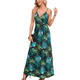 thumbnail image 1 of Vestido de Verano 2025 para Mujer, con Estampado Floral, Lazo Frontal, Tirantes Finos, Informal, Bohemio, , Suelto, Verde, XL, 1 of 6