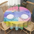 thumbnail image 3 of Colorful Watercolor Stripe Pattern Round Tablecloth 60"x60",Wrinkle Wipeable Table Cloth for Kitchen Dining Room Picnic Patio Party, 3 of 6