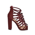 thumbnail image 2 of Delicious FI60 Women Nubuck Peep Toe Caged Block Heel Sandal, 2 of 5