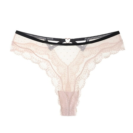 GHSOHS Womens Underwear Thongs Seamless Panties Lingerie Panties Women s Hollow out Lace Panties No Show Low Rise G String Thongs Seamless Breathable Shorts Shorts Embroidery Briefs Beige Panty S L