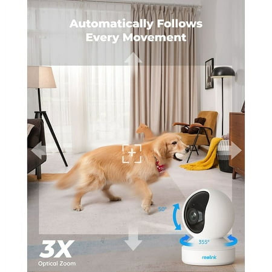 Reolink 5MP 2.4/5G WiFi Indoor Security Camera PTZ with Auto Tracking Human/Pet AI Ideal for Baby Monitor/Pet, E1 Zoom-2 Pack