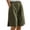 01-Army Green, variant on Women's Elastic Waist Cotton Linen Bermuda Shorts, Button Detail Side Split Casual Shorts with Pockets, Loose Fit Knee Length Summer Solid Color Shorts 08-White XXL