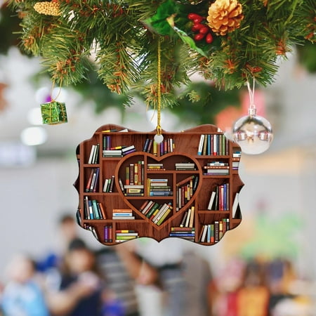 

MIARHB Book Lovers Heart Shaped Bookshelf Pendant Acrylic Ornament