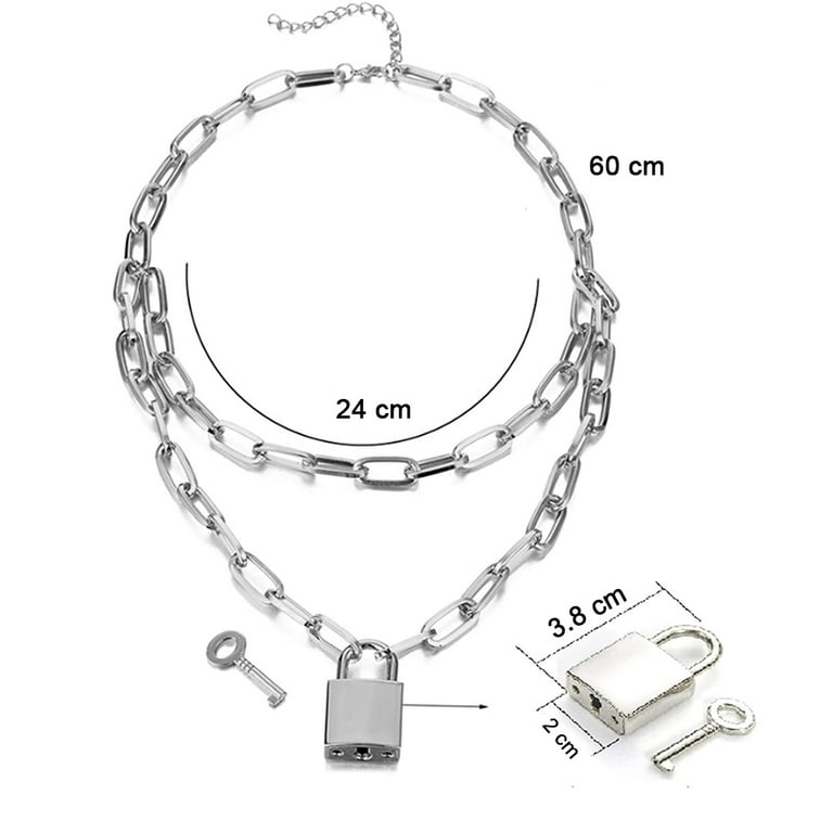 Padlock Necklace Lock Chain for Men Women Personality punk hip hop